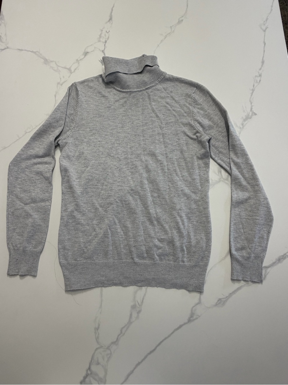 Gray Turtleneck Sweater - Lightweight Women's Knit